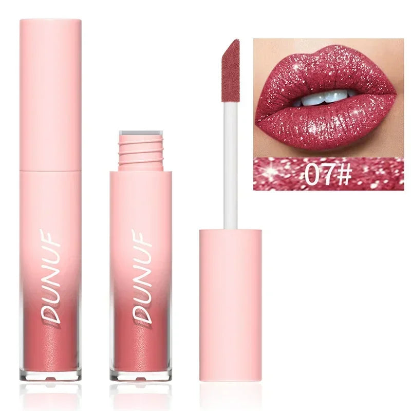 Waterproof Diamond Shimmer Glitter Lip Gloss 18 Colors Matte Glitter Liquid Lipstick Diamond Pearl Colour Lip Gloss Sexy Make Up