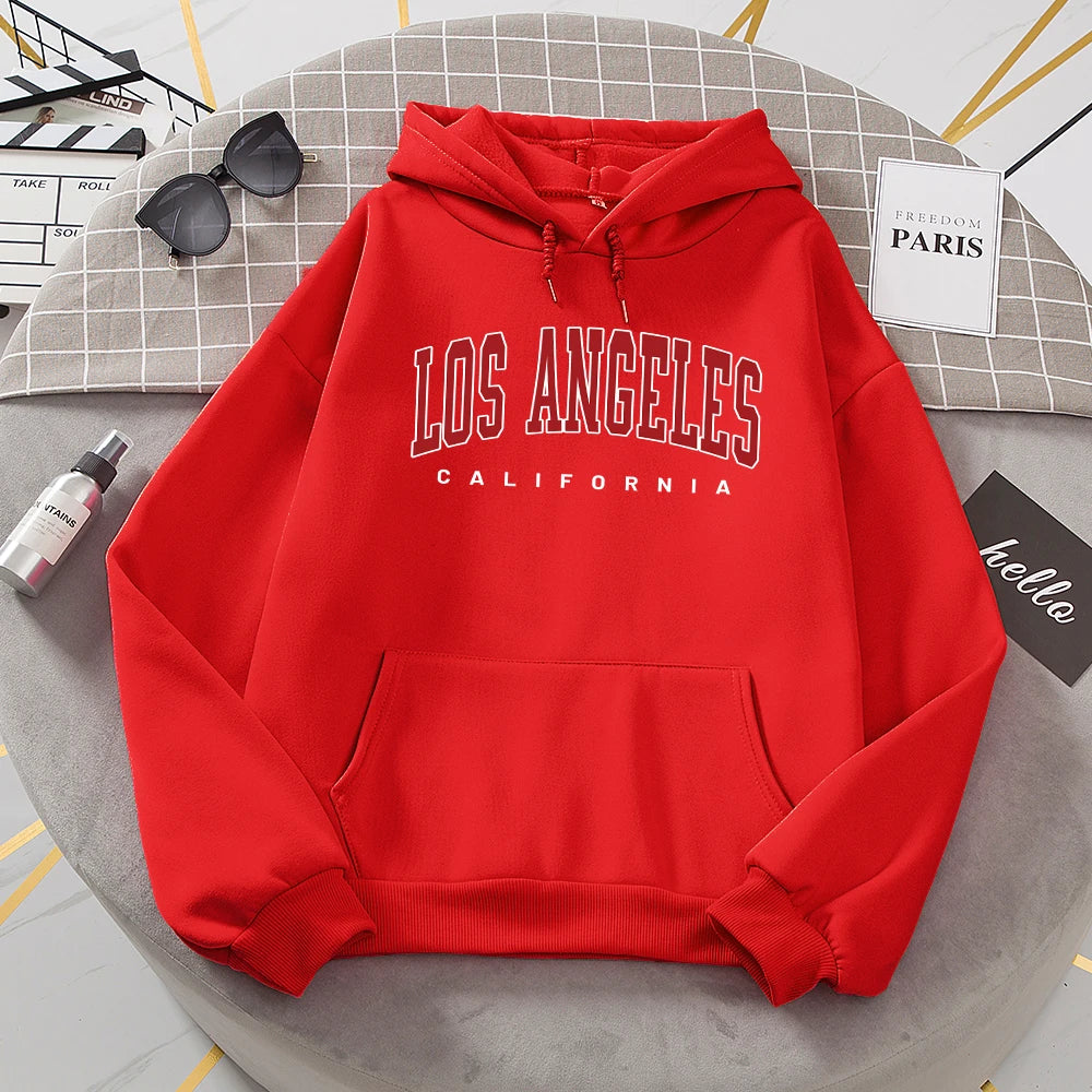 Los Angeles California Hoodies Women Fashion Novelty Casual Hooded Basic All Match Sweatshirt Warm Comfortable Fleece New Hoody