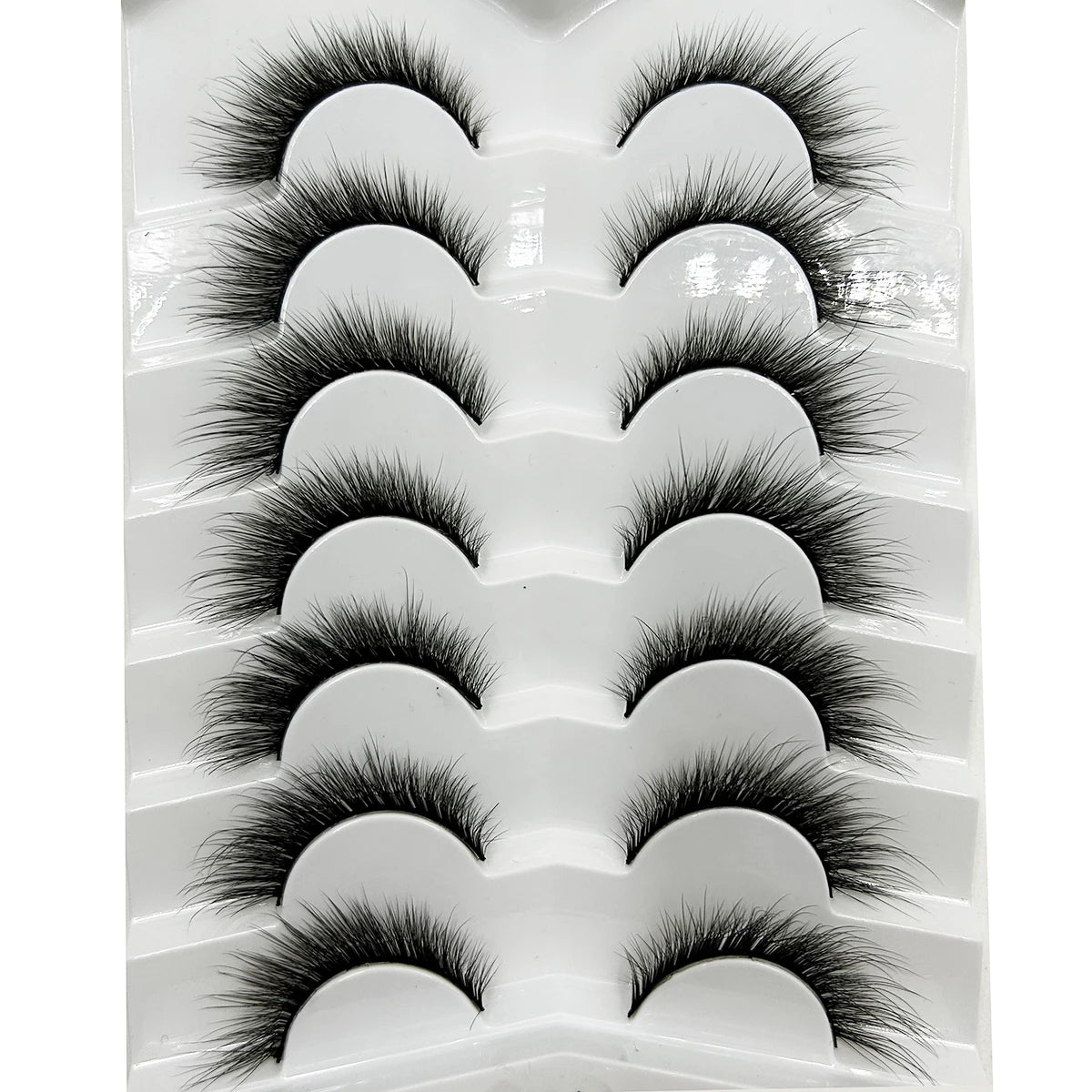 5/7 Pairs Soft Natural 3D Mink False Eyelashes Cat Eye Elongated Winged Lashes Faux Cils Make Up Beauty Tools Wholesale