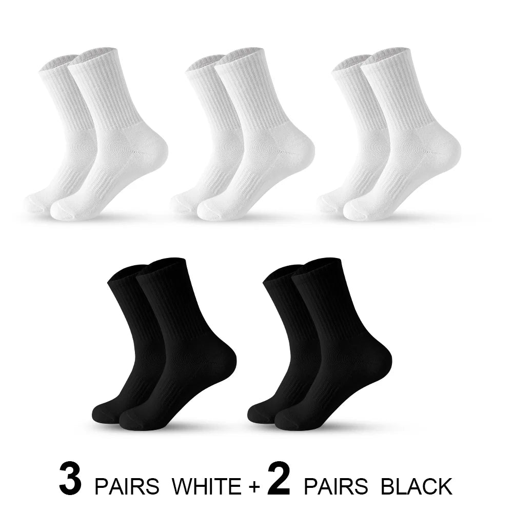 Men Socks Cotton Breathable Long Business Harajuku Socks Solid Gentleman Sox Sokken Outdoor Sports  5 Pairs/Lot Socks