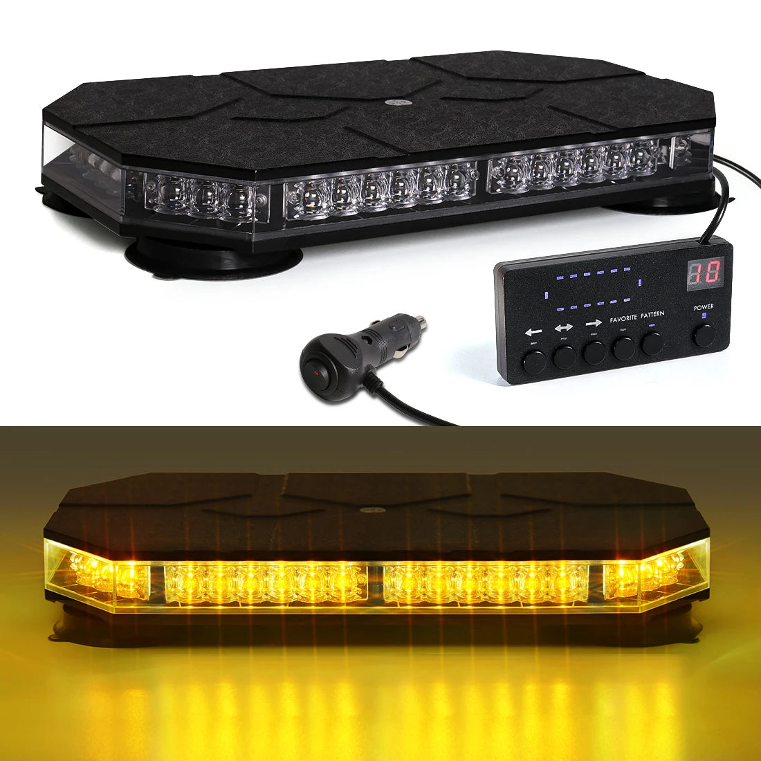 12V 24V Car Roof Top Strobe Lights Emergency Warning 42 LED Safety Magnetic Mount Truck Ambulance Snow Plow Smart Controller