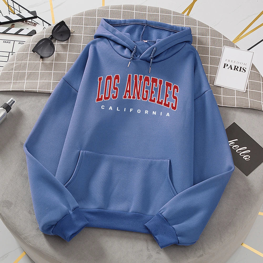 Los Angeles California Hoodies Women Fashion Novelty Casual Hooded Basic All Match Sweatshirt Warm Comfortable Fleece New Hoody