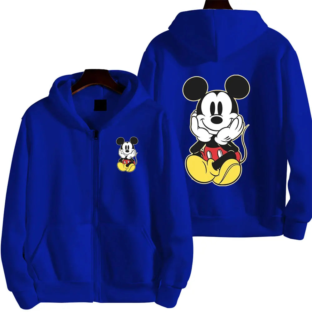 Mickey Mouse Women Zip Up Hoodie Cartoon Anime Spring Autumn Men Oversized Sweatshirt 2024 New Fashion Couple Jackets Coats