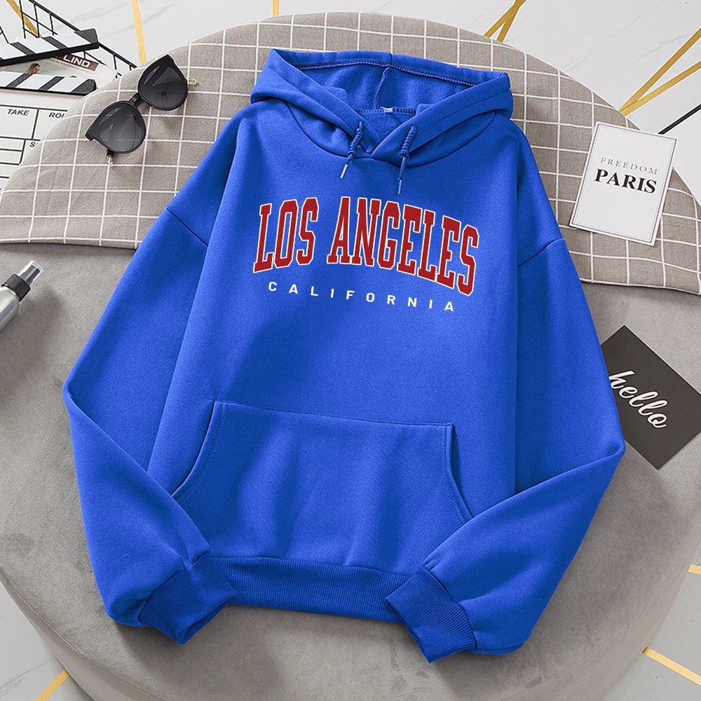 Los Angeles California Hoodies Women Fashion Novelty Casual Hooded Basic All Match Sweatshirt Warm Comfortable Fleece New Hoody