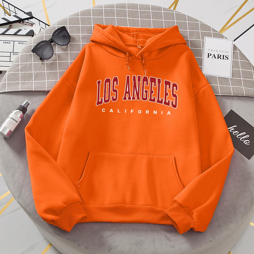 Los Angeles California Hoodies Women Fashion Novelty Casual Hooded Basic All Match Sweatshirt Warm Comfortable Fleece New Hoody