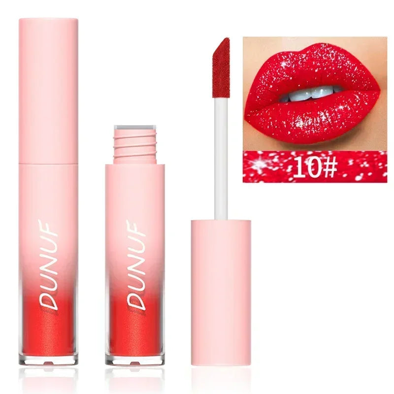 Waterproof Diamond Shimmer Glitter Lip Gloss 18 Colors Matte Glitter Liquid Lipstick Diamond Pearl Colour Lip Gloss Sexy Make Up