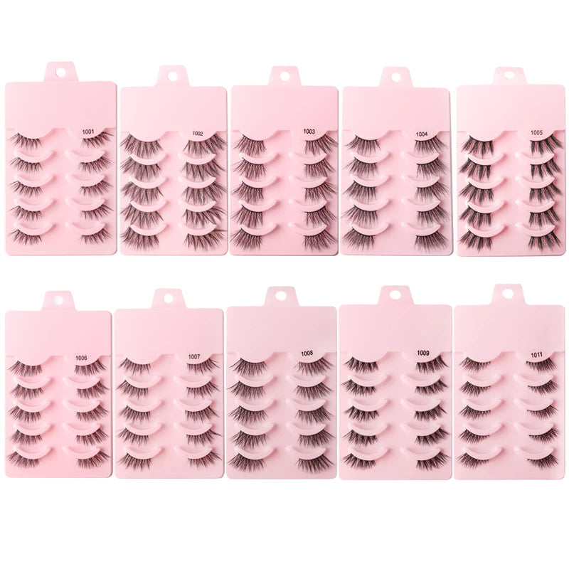 3/5/10 Pairs Half Lashes Natural False Eyelashes Fake Lashes Wispy Long Make Up Faux 3d Mink Eyelash Extensions Mink Eyelashes