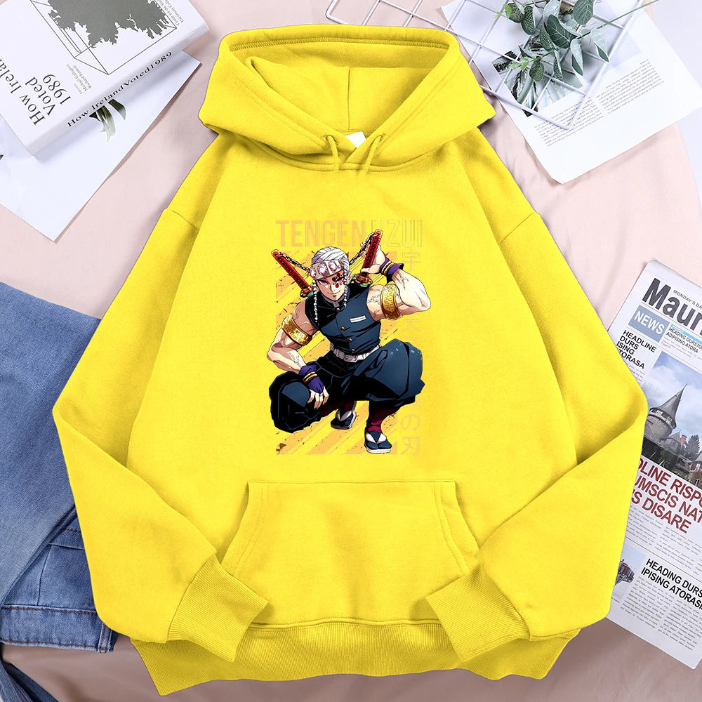 Anime Demon Slayer Uzui Tengen Prints Women Hoody Crewneck Cartoon Pullover Fashion Loose Sweatshirt Fleece Casual Female Hoodie