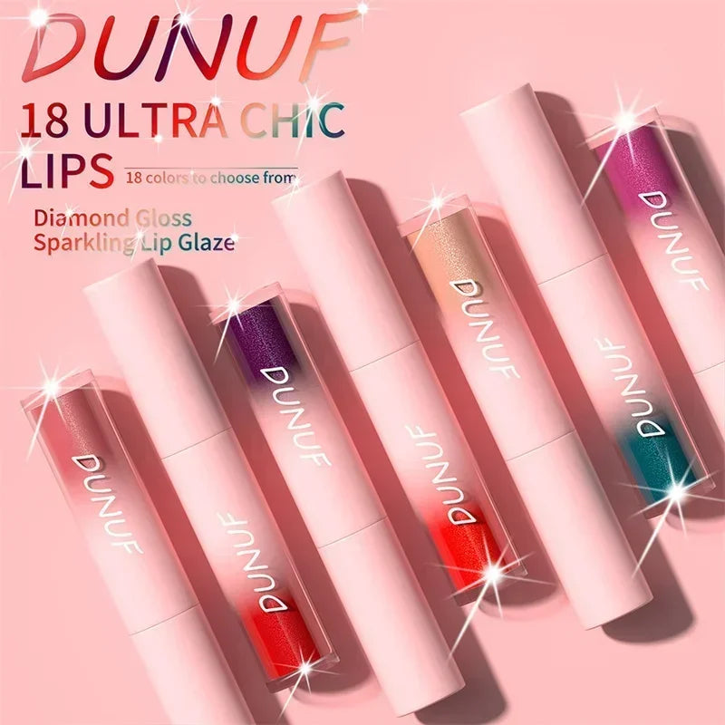 Waterproof Diamond Shimmer Glitter Lip Gloss 18 Colors Matte Glitter Liquid Lipstick Diamond Pearl Colour Lip Gloss Sexy Make Up