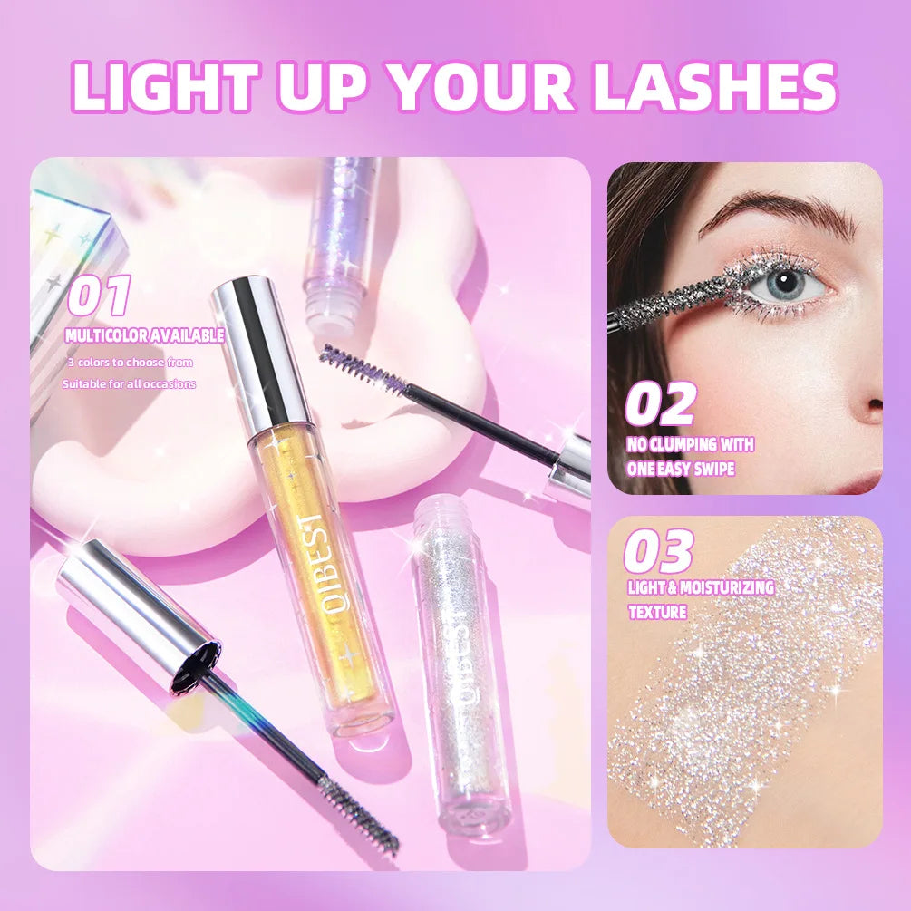 Silver Diamond Glitter Mascara Fast Dry Eyelashes Curls Extension Make-Up Waterproof Long-lasting Lengthens Eye Lash Mascara