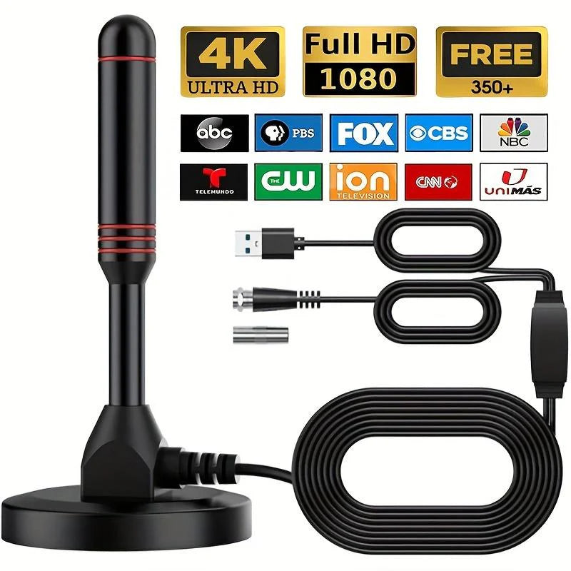 5600 Miles Long Range Digital TV Antenna-Amplified HD Digital TV Reception for Smart & Traditional Tvs - Ultra-Compact, Magnetic Base, Supports 4K, 1080P & Fire TV