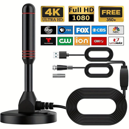 5600 Miles Long Range Digital TV Antenna-Amplified HD Digital TV Reception for Smart & Traditional Tvs - Ultra-Compact, Magnetic Base, Supports 4K, 1080P & Fire TV